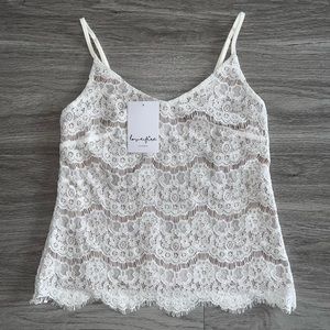Love Fire White Lace With Tan Lining Cami Size XS NWT